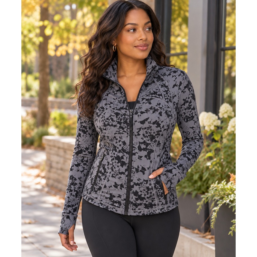 Lululemon Define Jacket Efflorescent Nebula Black Floral Full Zip Stretch Size 8